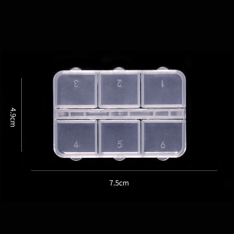 6-compartment rectangular transparent plastic packaging box, double-row detachable decorative box, nail alloy drill, medicine storage box, jewelry box detail image 6