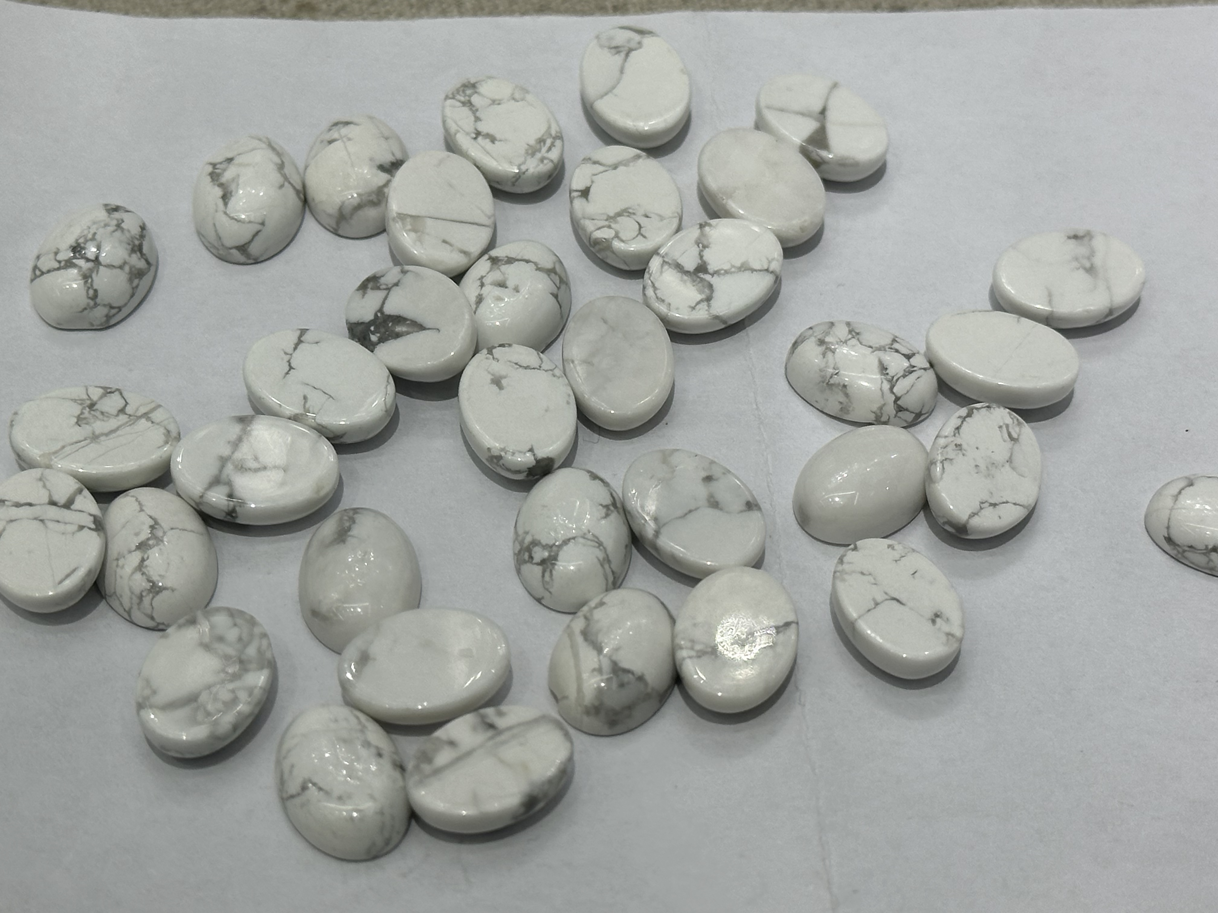 天然白松石10x14半成品饰品配件天然石饰品配件项链首饰戒指耳环饰品配件diy饰品配件