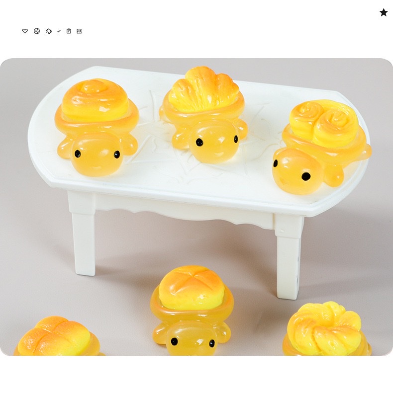 卡通夜光面包造型乌龟公仔 新款面包乌龟微缩diy饰品配件材料批发新款夜光小乌龟玩具树脂玩具细节图