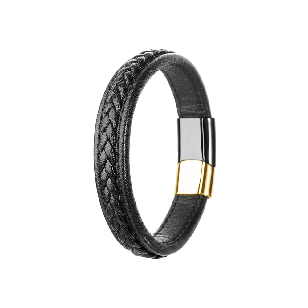 Simple genuine leather bracelet, Japanese and Korean style men's versatile and personalized leather bracelet, European and American street woven leather bracelet, accessory bracelet detail image 2
