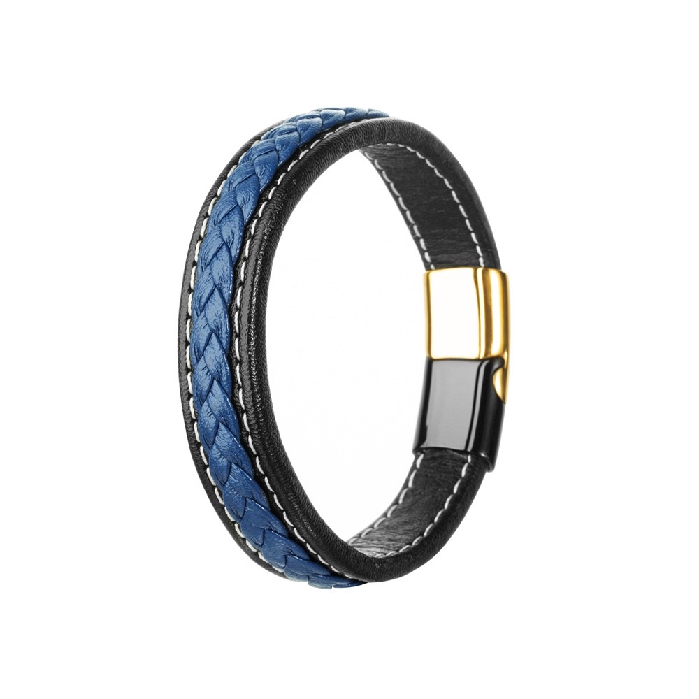 Simple genuine leather bracelet, Japanese and Korean style men's versatile and personalized leather bracelet, European and American street woven leather bracelet, accessory bracelet Specification image