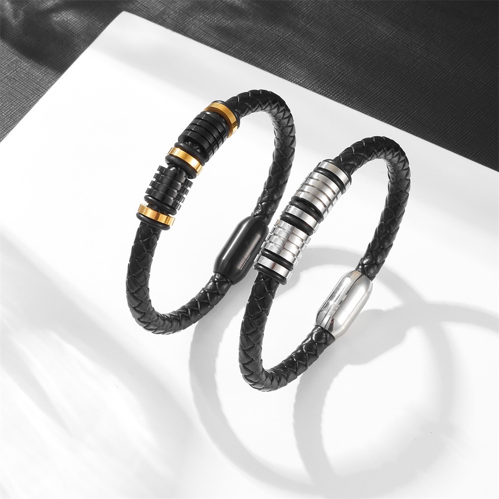 Export alloy leather bracelet, cross-border men's simple leather rope bracelet, European and American fashionable and versatile leather bracelet accessory details Picture