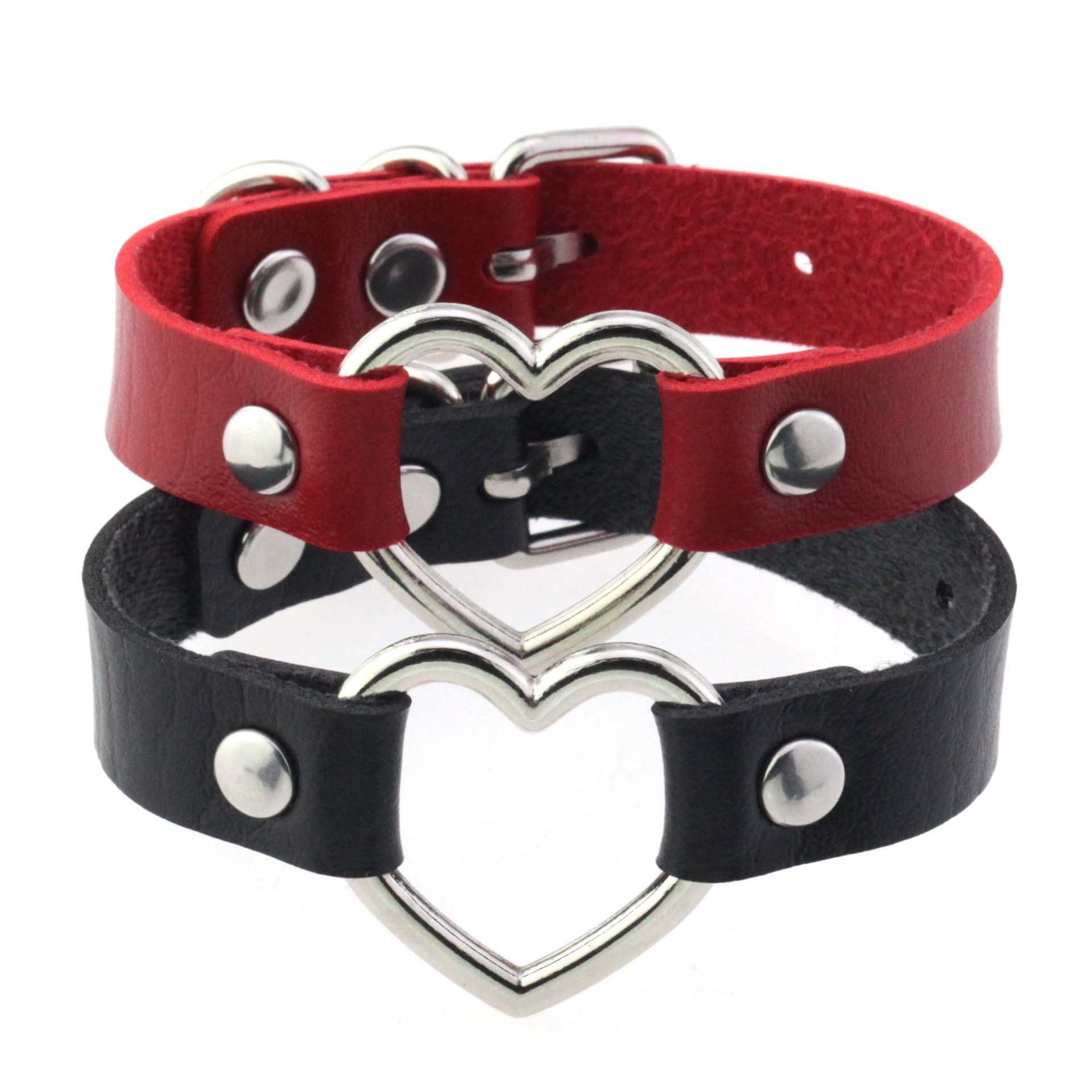 New punk heart-shaped bracelet bracelet, fashionable couple accessories, Harajuku Love hollowed-out leather bracelet bracelet detail image 5