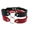 European and American double-layer circular leather collar necklace, Gothic Harajuku cool collarbone chain, dark personality neck strap necklace details Picture