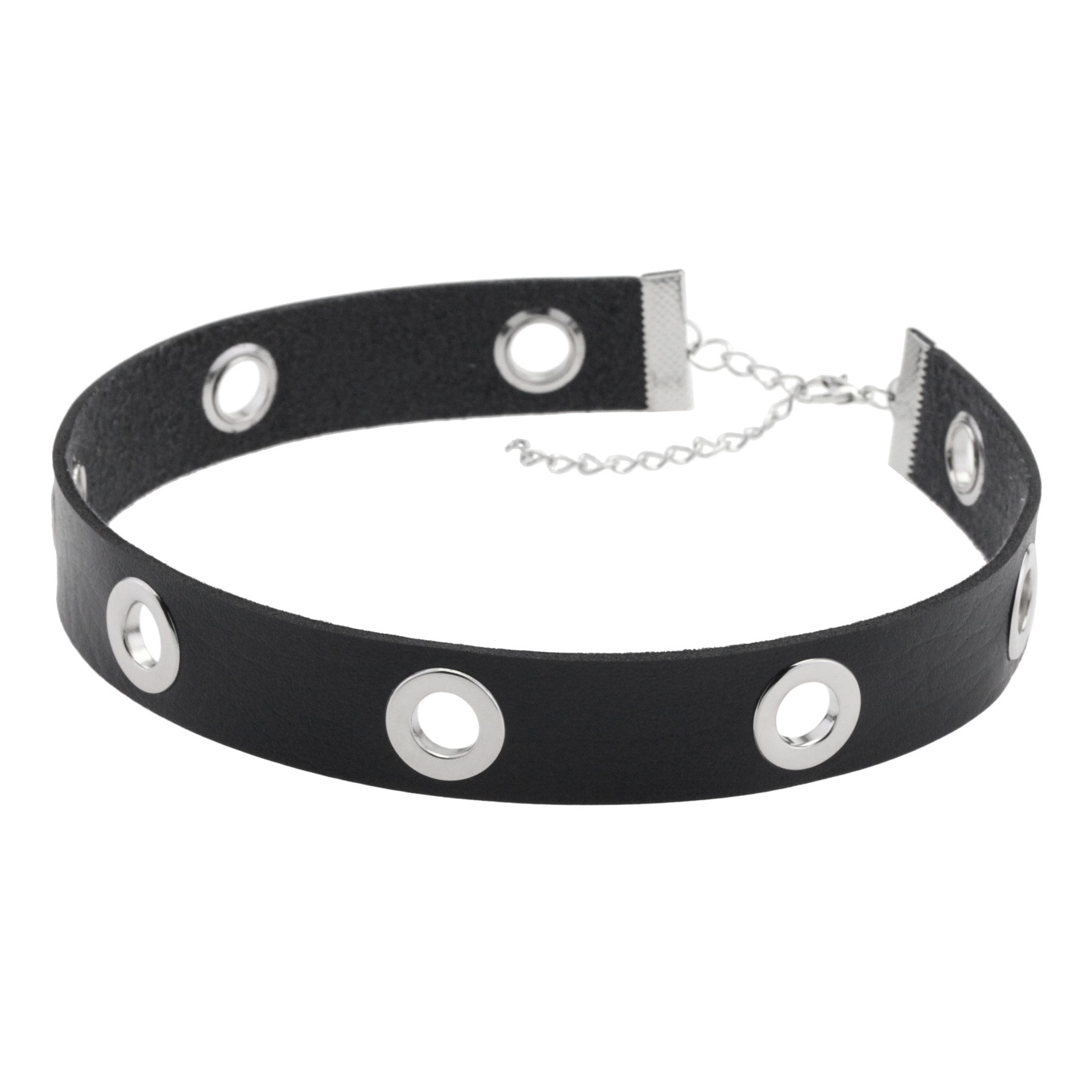 New punk-style hollowed-out breathable PU neck collar, leather necklace, collarbone chain, nightclub dark leather collar Specification image