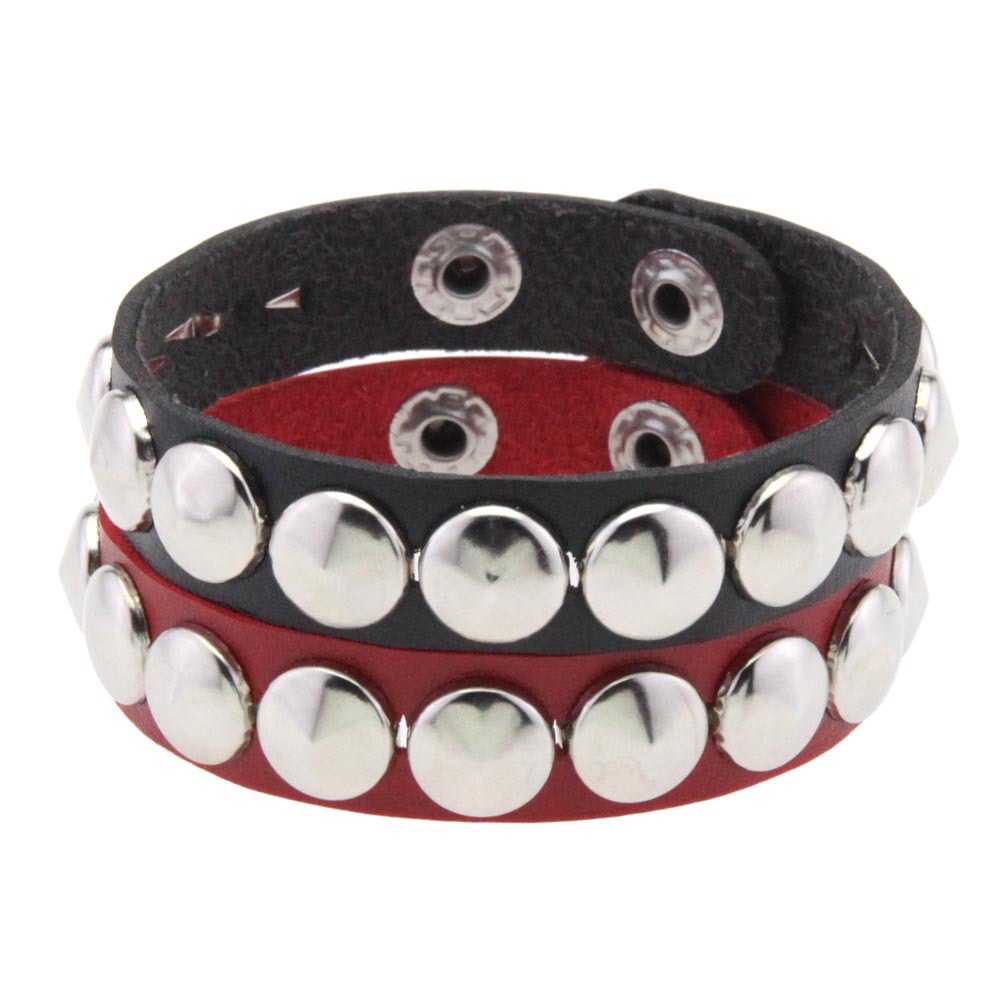 Cross-border European and American non-mainstream fashion punk round pointed rivet bracelet, leather stainless steel snap fastener fine bracelet, bangle bracelet Application Scenario