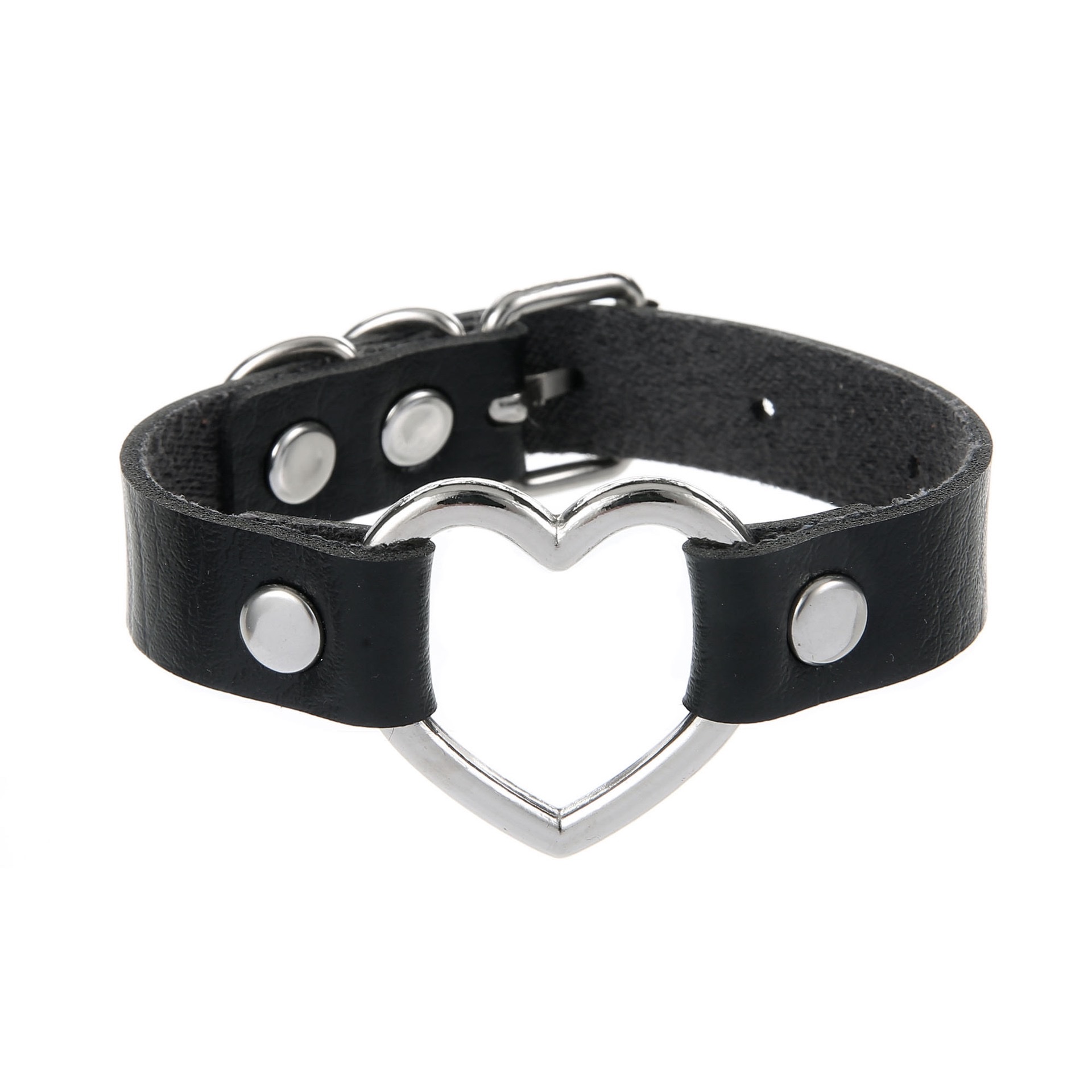 New punk heart-shaped bracelet bracelet, fashionable couple accessories, Harajuku Love hollowed-out leather bracelet bracelet detail image 3