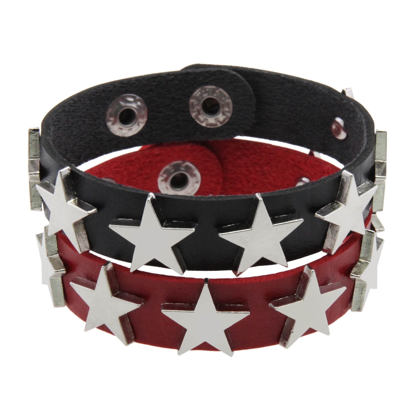 Punk Star rivet leather bracelet, simple and personalized PU leather five-pointed star bracelet, trendy couple's bracelet Specification image