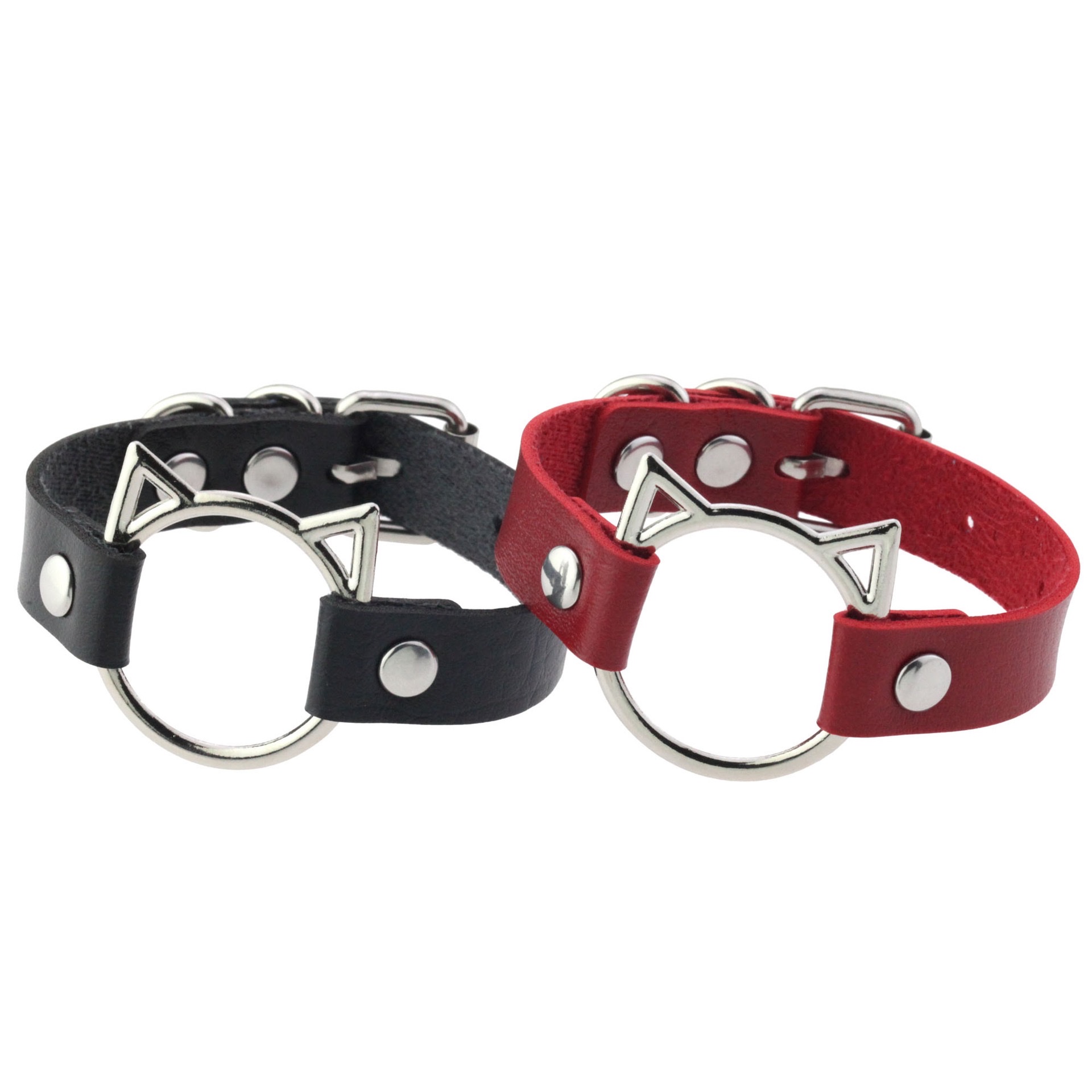 Cool punk cat-head bracelet, bracelet and accessory, fashionable couple accessories, Harajuku cat hollowed-out leather bracelet, bangle and bracelet Specification image