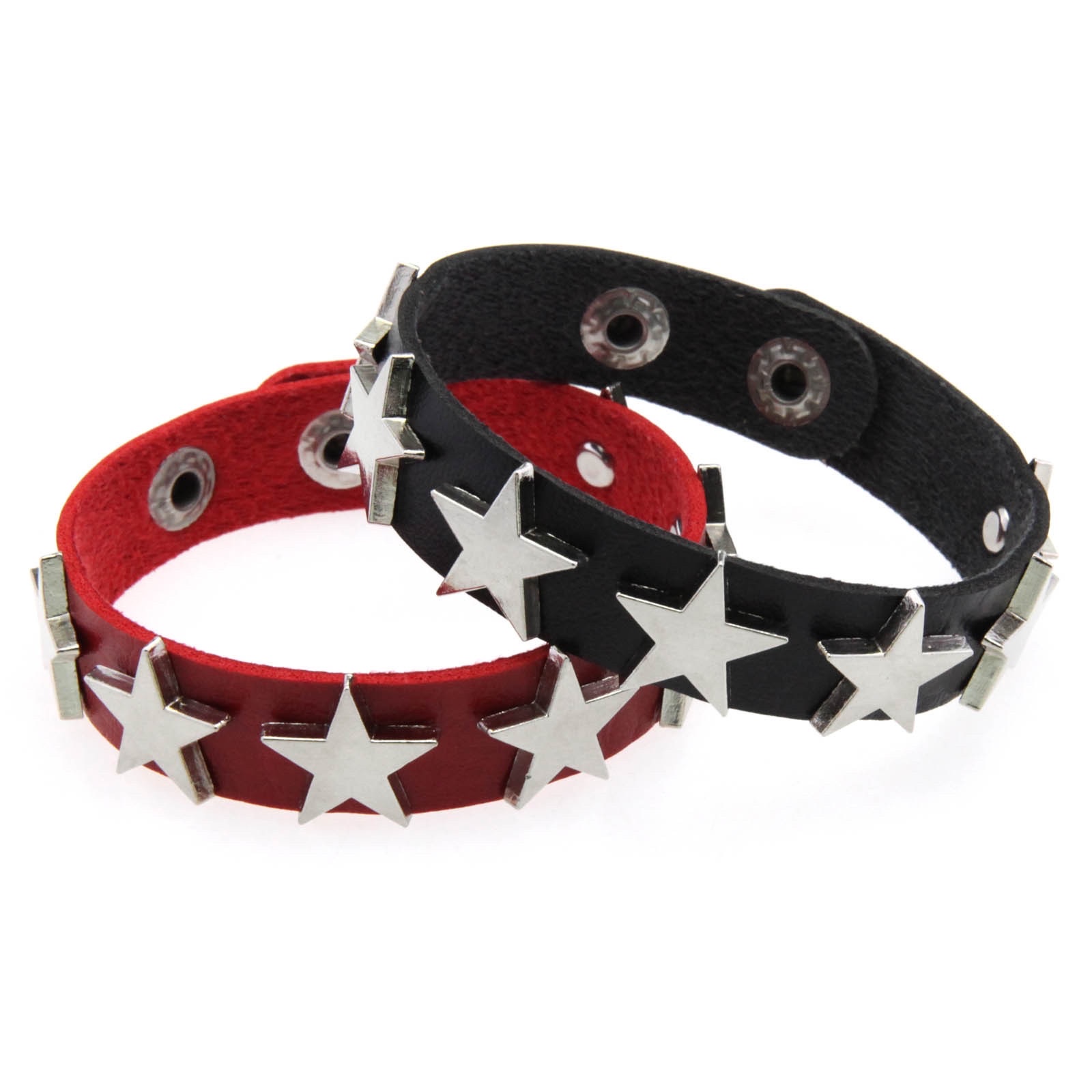 Punk Star rivet leather bracelet, simple and personalized PU leather five-pointed star bracelet, trendy couple's bracelet details Picture