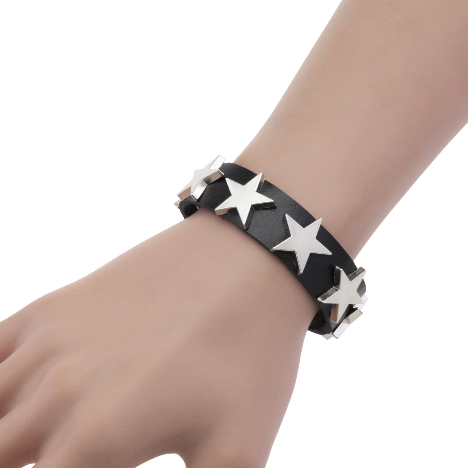Punk Star rivet leather bracelet, simple and personalized PU leather five-pointed star bracelet, trendy couple's bracelet