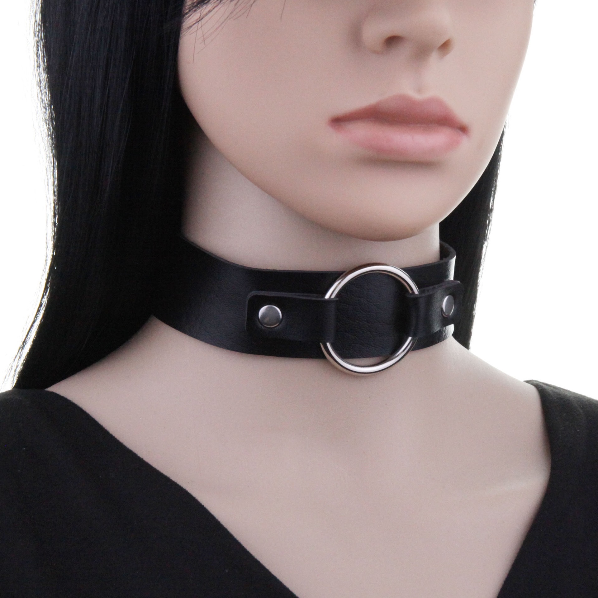 New punk street style Harajuku soft girl men's and women's necklaces, leather necklaces, necklaces, women's Japanese and Korean ring necklaces, neck ornaments details Picture