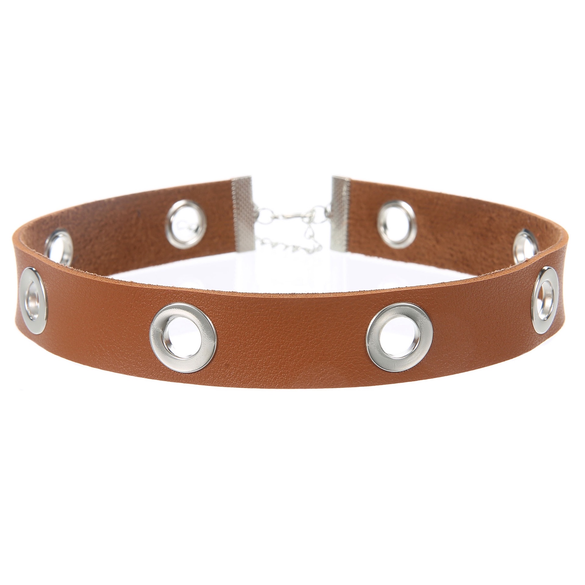 New punk-style hollowed-out breathable PU neck collar, leather necklace, collarbone chain, nightclub dark leather collar Item Picture