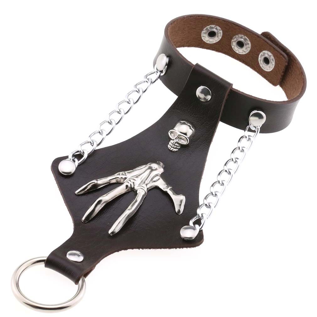 European and American exaggerated non-mainstream ring wrist bracelet, one-piece leather bracelet, punk Gothic skull claw cuff bracelet detail image 2