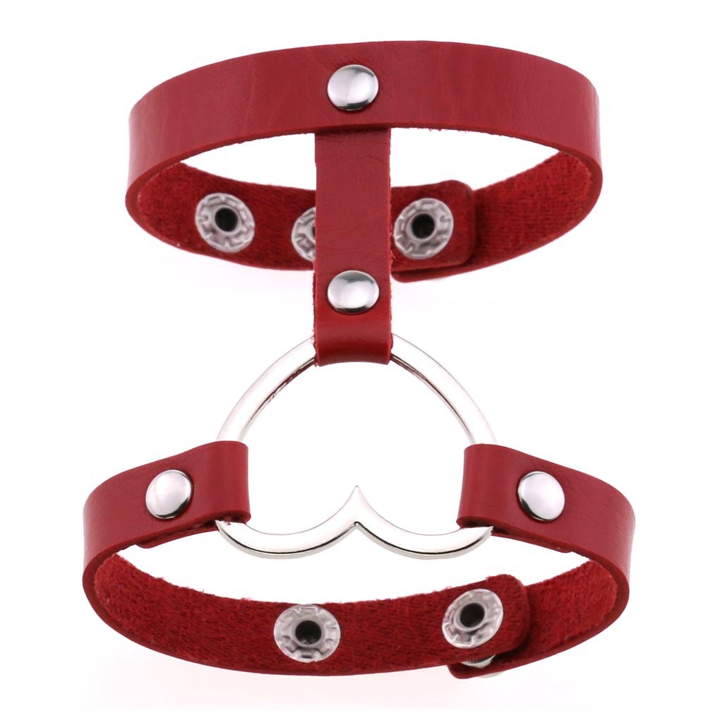 Cross-border, personalized, non-mainstream, one-piece leather bracelet, punk gothic, heart-shaped cuff bracelet Item Picture