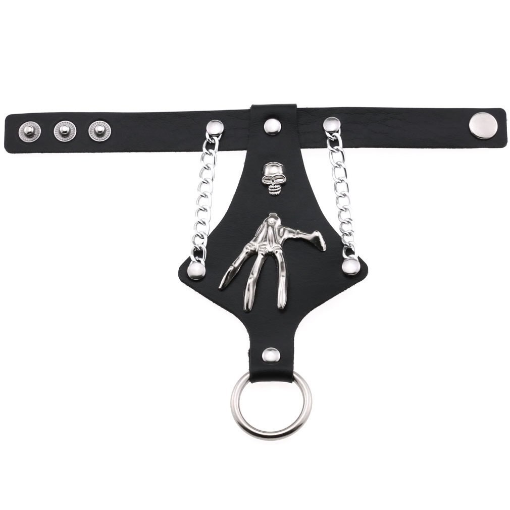 European and American exaggerated non-mainstream ring wrist bracelet, one-piece leather bracelet, punk Gothic skull claw cuff bracelet detail image 4