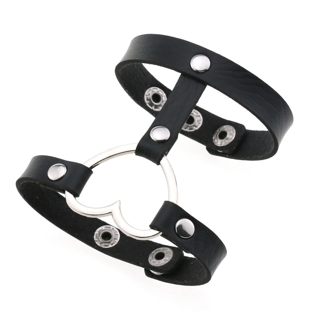 Cross-border, personalized, non-mainstream, one-piece leather bracelet, punk gothic, heart-shaped cuff bracelet details Picture
