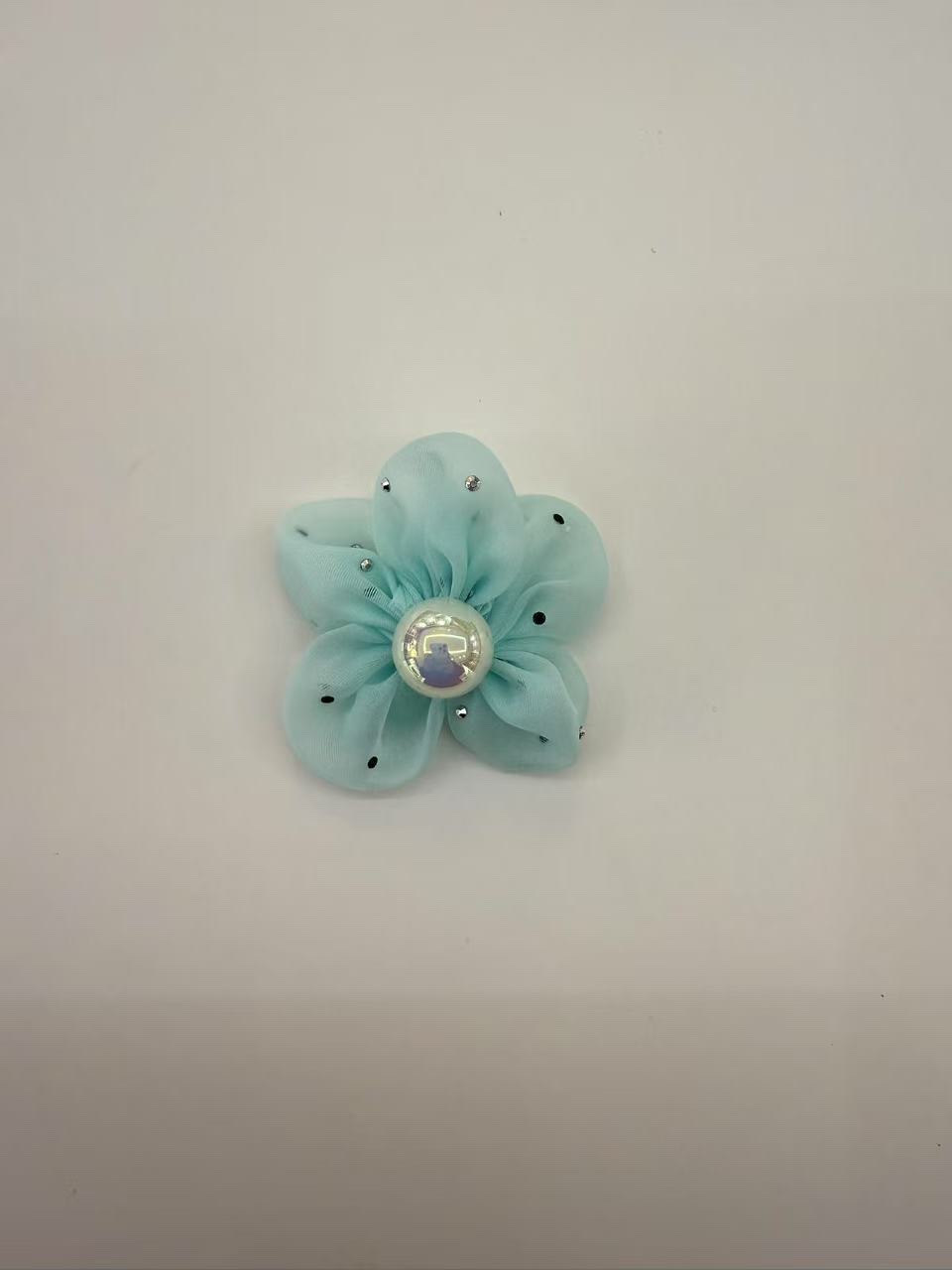  可爱甜美 春季 5.5公分晶羽纱五瓣花 发饰配饰 头饰花配件 饰品配件 独特设计精致手工制作详情图6