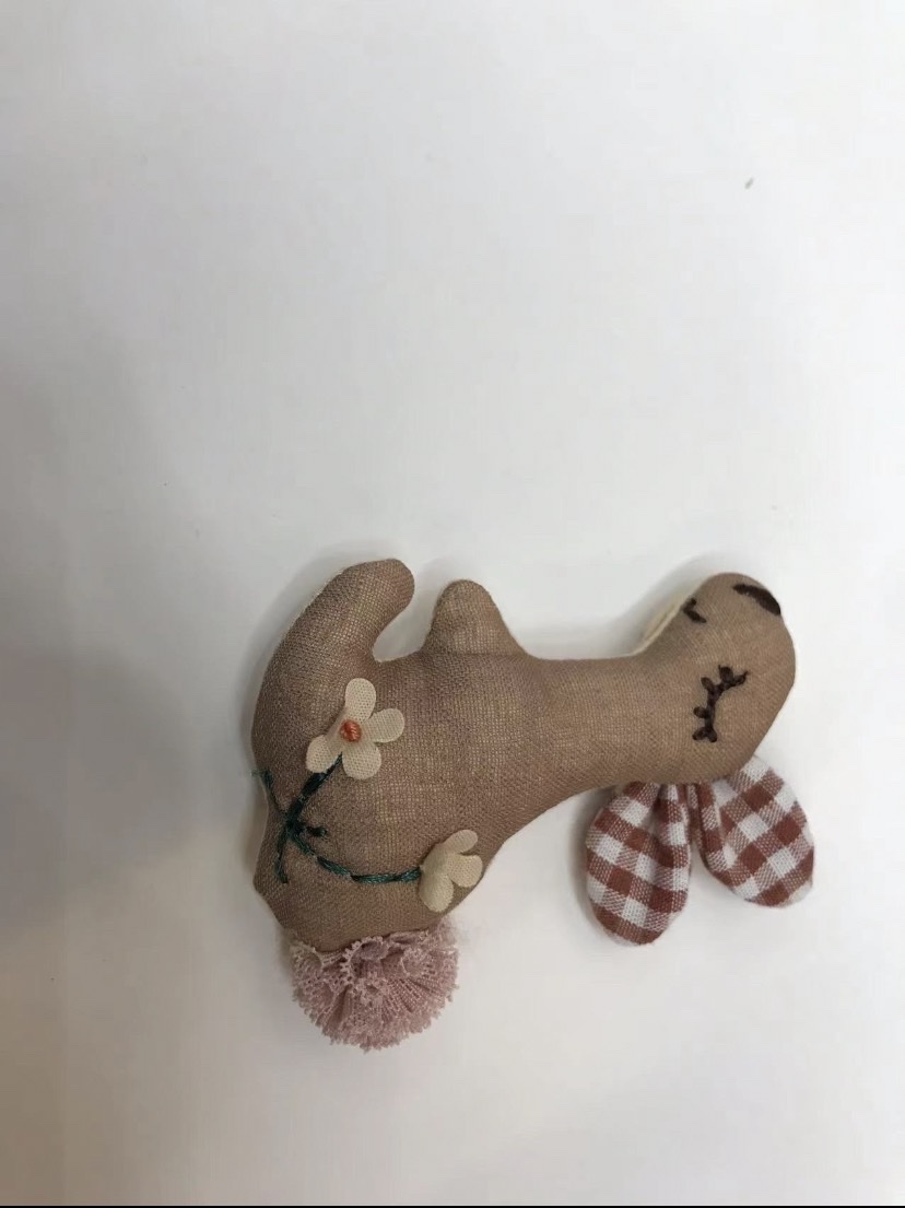 可爱甜美 7公分绣花闭眼兔 头饰配件 发饰配饰 挂饰配件 帽子配饰 头饰花配件发饰详情图3