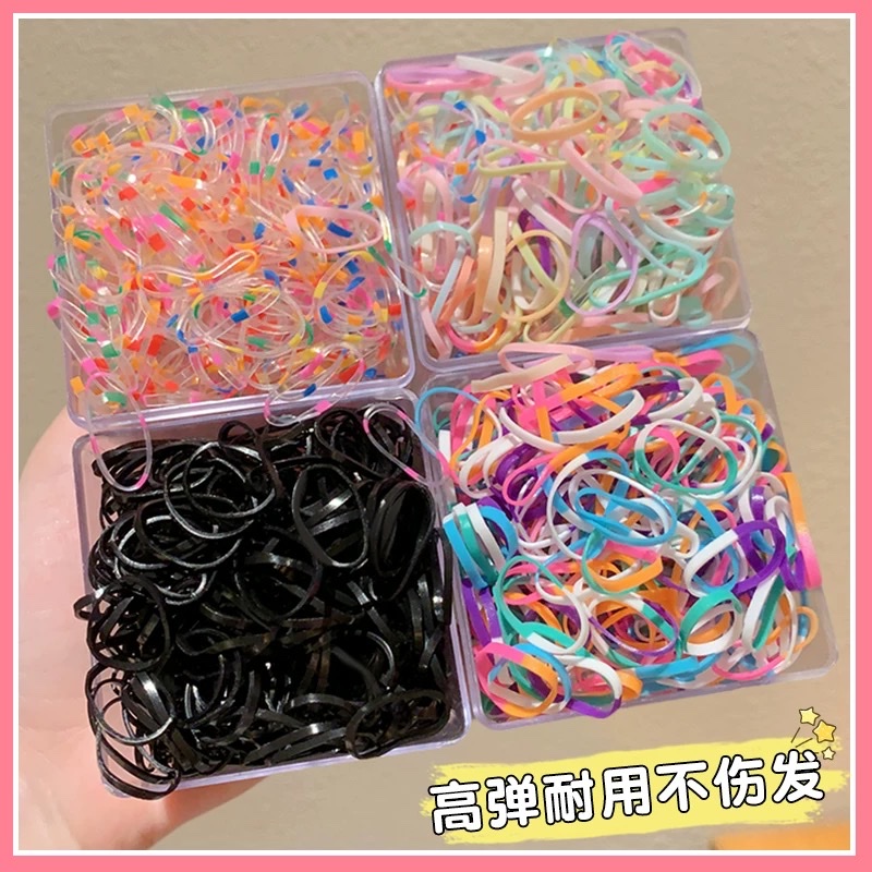 Colorful disposable rubber bands for children, hair-safe hair ties for girls and babies, small Chiu Chiu rubber bands, high-elasticity hair accessories details Picture