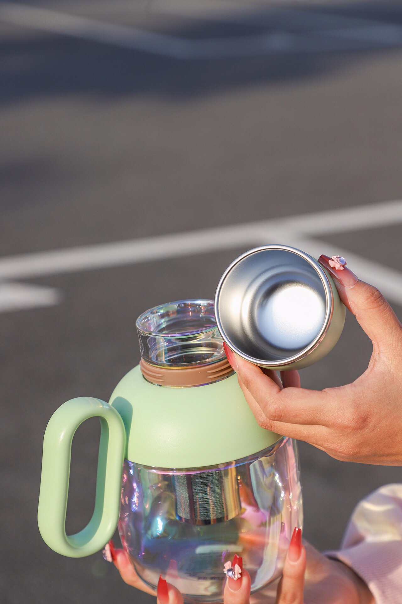 New product: Sparkling and Colorful Tabletop Teapot - HB-8517 Glass Cup. Tea brewing cup Specification image