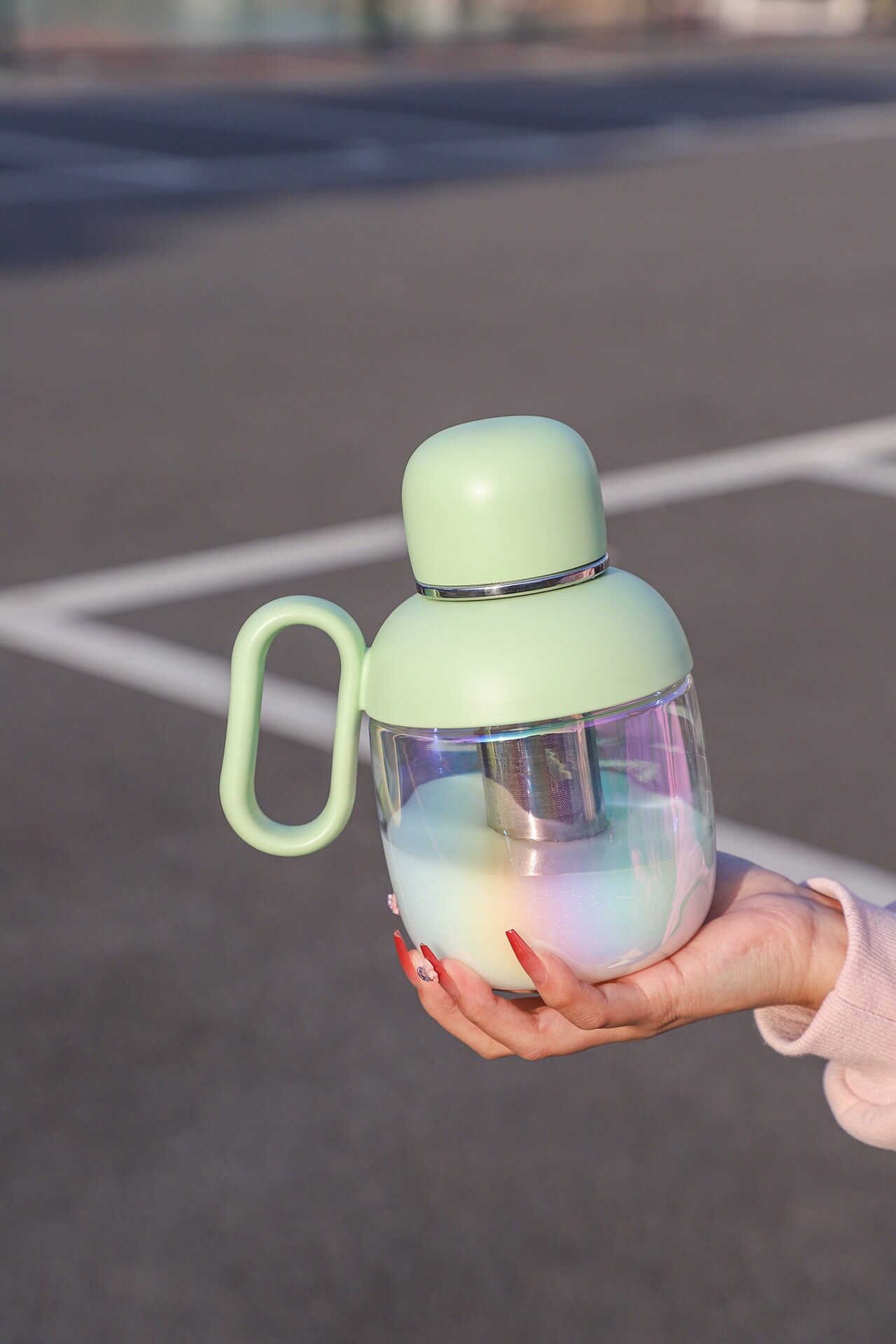 New product: Sparkling and Colorful Tabletop Teapot - HB-8517 Glass Cup. Tea brewing cup Application Scenario