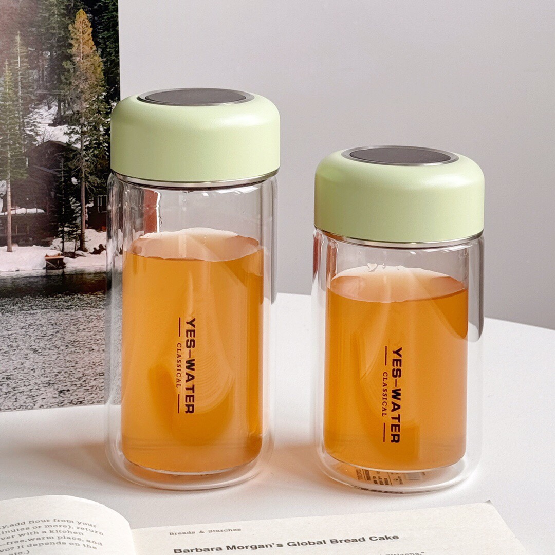 #YES-WATER Warm Display Double-layered Glass Cup - XDFX3317/3318 Glass Cup. Tea brewing cup Specification image