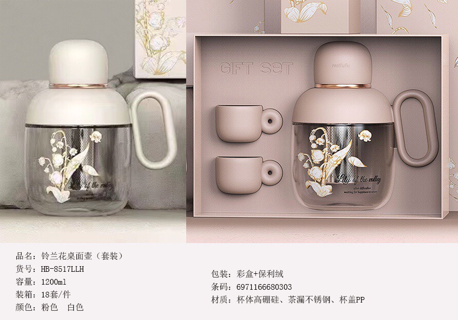 Lily of the Valley Desktop Glass Cup - HB-8517LLH Large Capacity Water Cup