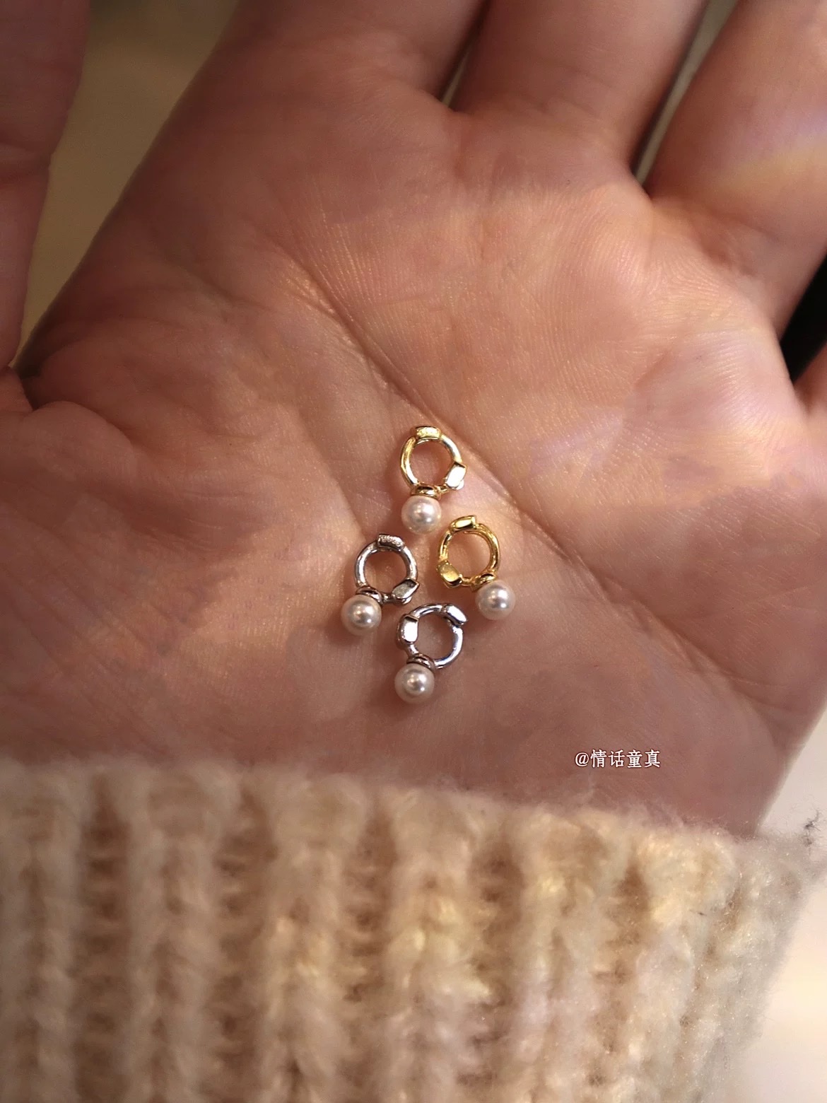 单只售超迷你耳皮钉睡觉不用摘纯银mini珍珠小耳圈日系极小耳骨钉耳钉产品图