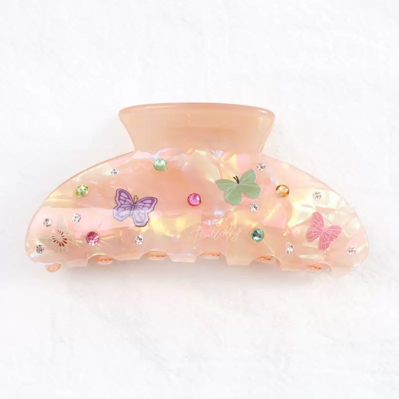 The spring and summer collection of Baoguang accessories features a butterfly print, a super ethereal diamond-encruffled acrylic hair accessory, and a simple and elegant updo hairpin for girls detail image 8