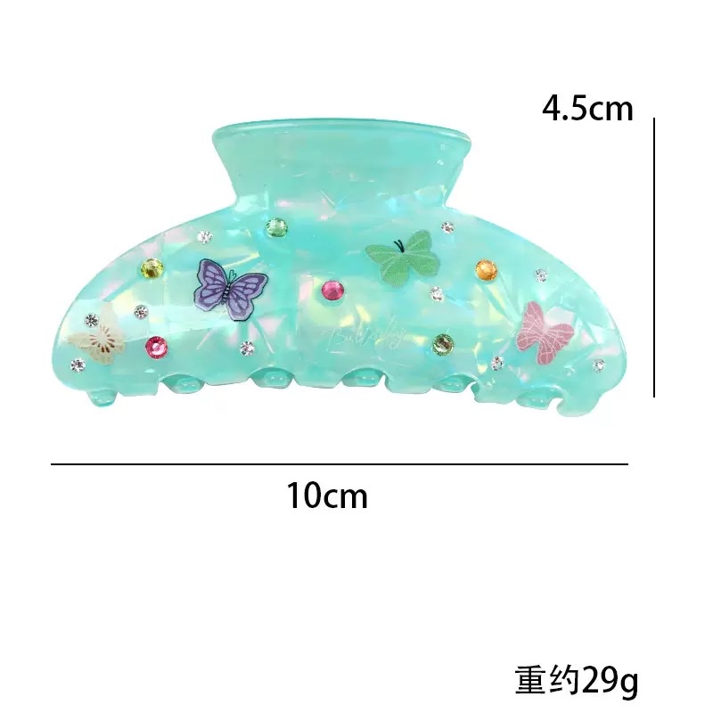 The spring and summer collection of Baoguang accessories features a butterfly print, a super ethereal diamond-encruffled acrylic hair accessory, and a simple and elegant updo hairpin for girls detail image 6