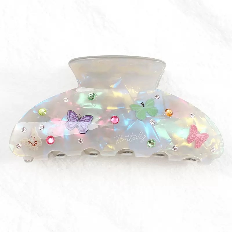 The spring and summer collection of Baoguang accessories features a butterfly print, a super ethereal diamond-encruffled acrylic hair accessory, and a simple and elegant updo hairpin for girls detail image 10