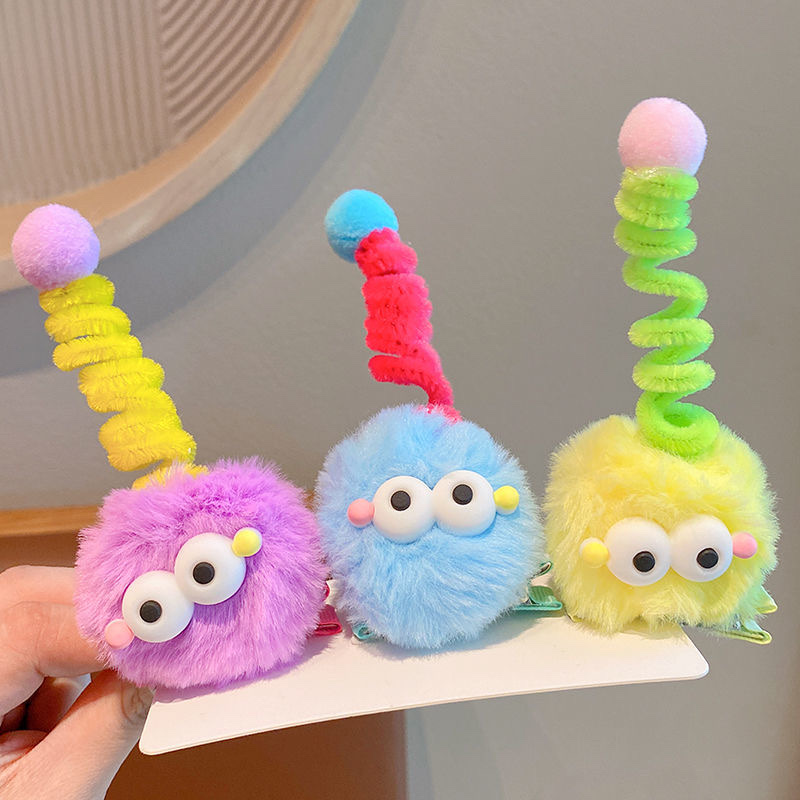 Cute children's coal balls, twisty sticks, hairpins, antennas, ugly dolls, dopamine, little girl hairpins, pom-pom, funny hair accessories Item Picture
