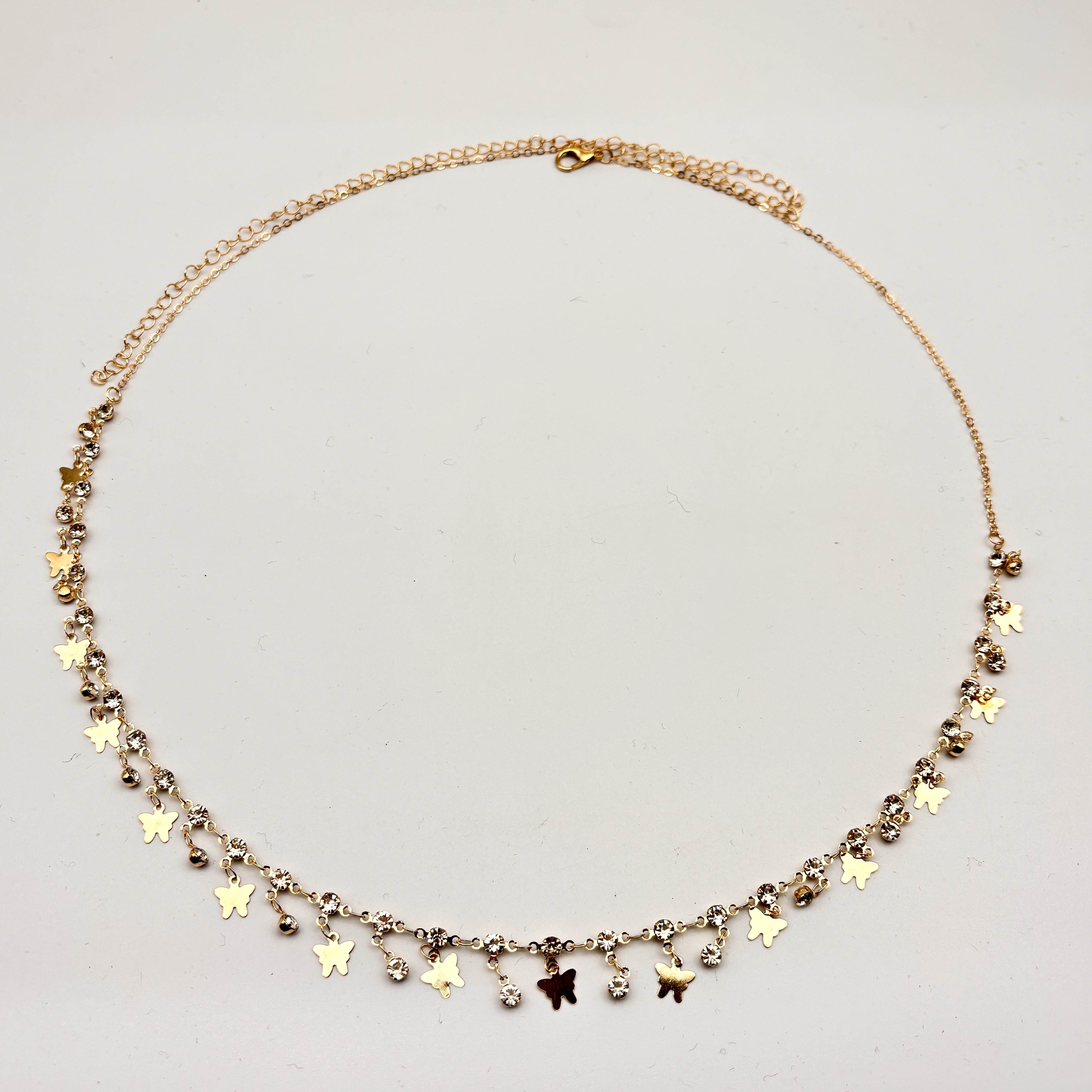 新款欧美 星星镶钻吊坠腰饰欧美时尚个性百搭身体链水钻流苏腰链大小可调节腰部装饰时尚辣妹细链条腰链 百搭亮片身体链腰带 