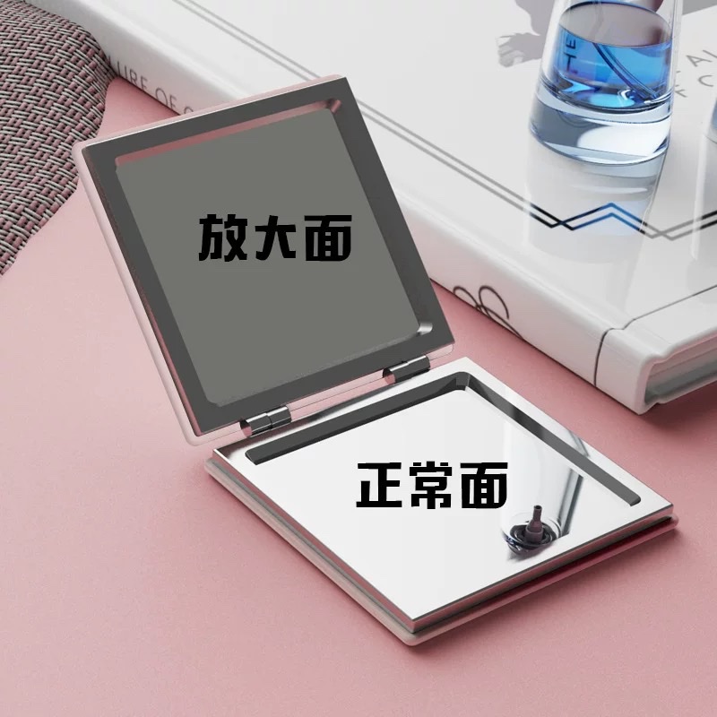 新疆名族风格迷你镜子女随身化妆镜小号可爱便携折叠手持双面水墨画玫瑰花便携化妆小镜子韩国随身双面折叠镜正方形手持补妆高颜值详情图3