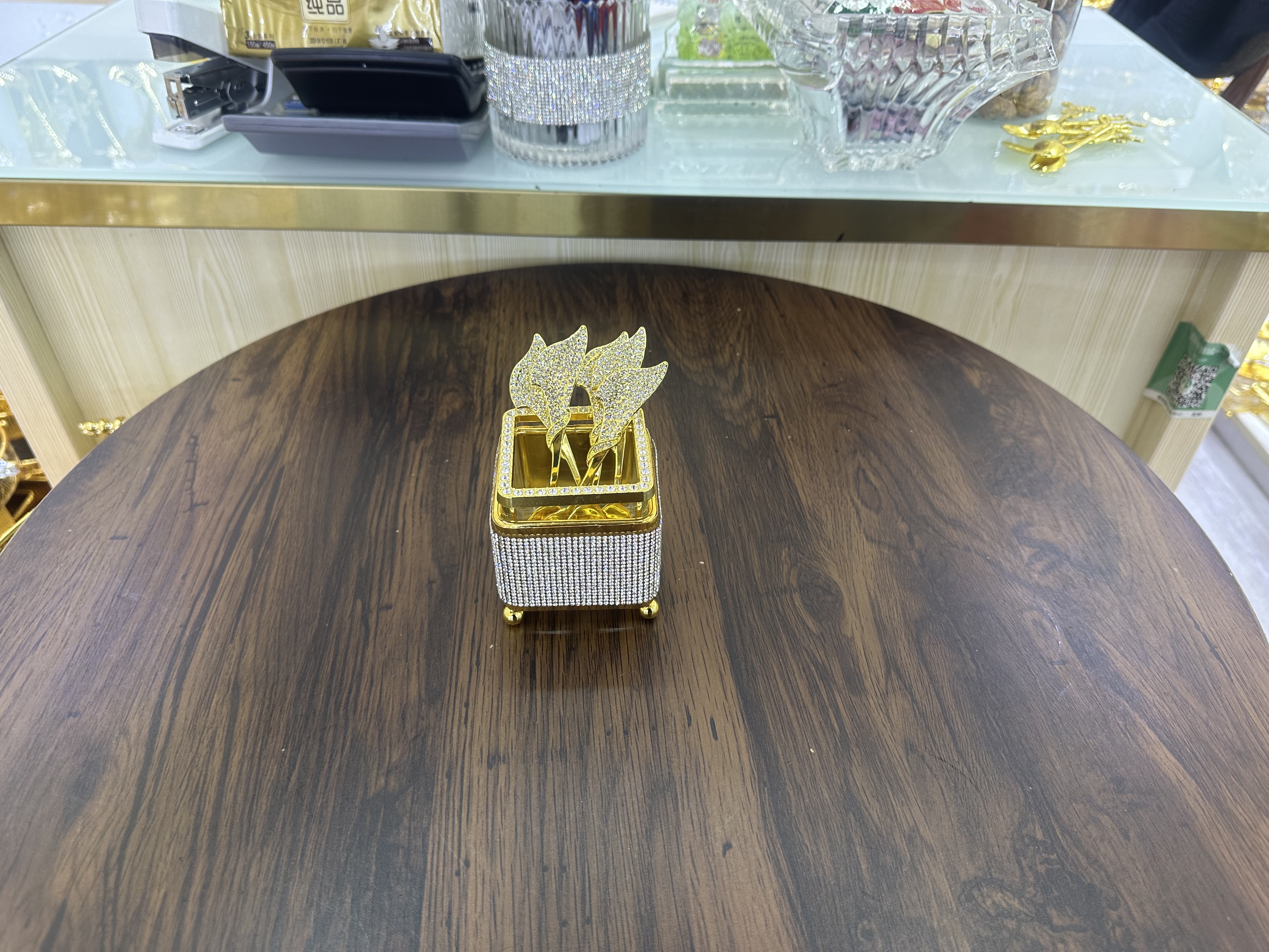 喜马拉雅盐色手工玻璃制品 琥珀色花瓶花盆 玻璃工艺品 独特设计 艺术收藏品玻璃工艺品详情图2