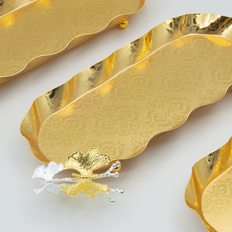 Metal fruit tray, retro hotel nut snack towel tray, multi-purpose European classical style storage tray detail image 5