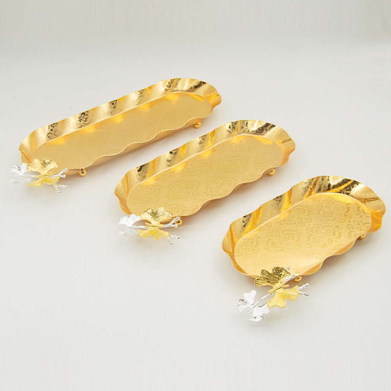 金属水果托盘复古酒店坚果零食毛巾盘多用途欧式古典气质收纳盘