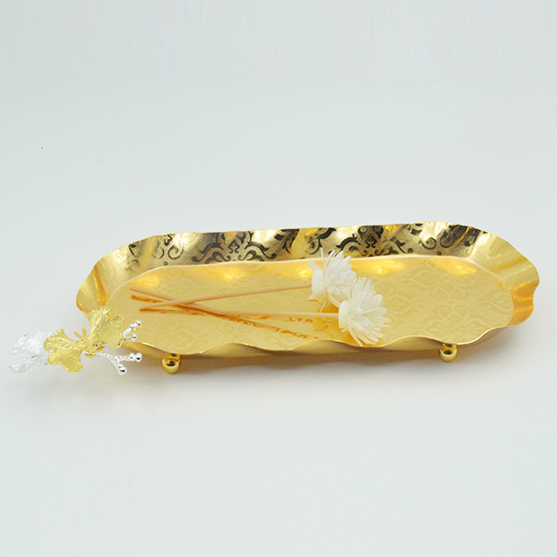 Metal fruit tray, retro hotel nut snack towel tray, multi-purpose European classical style storage tray details Picture