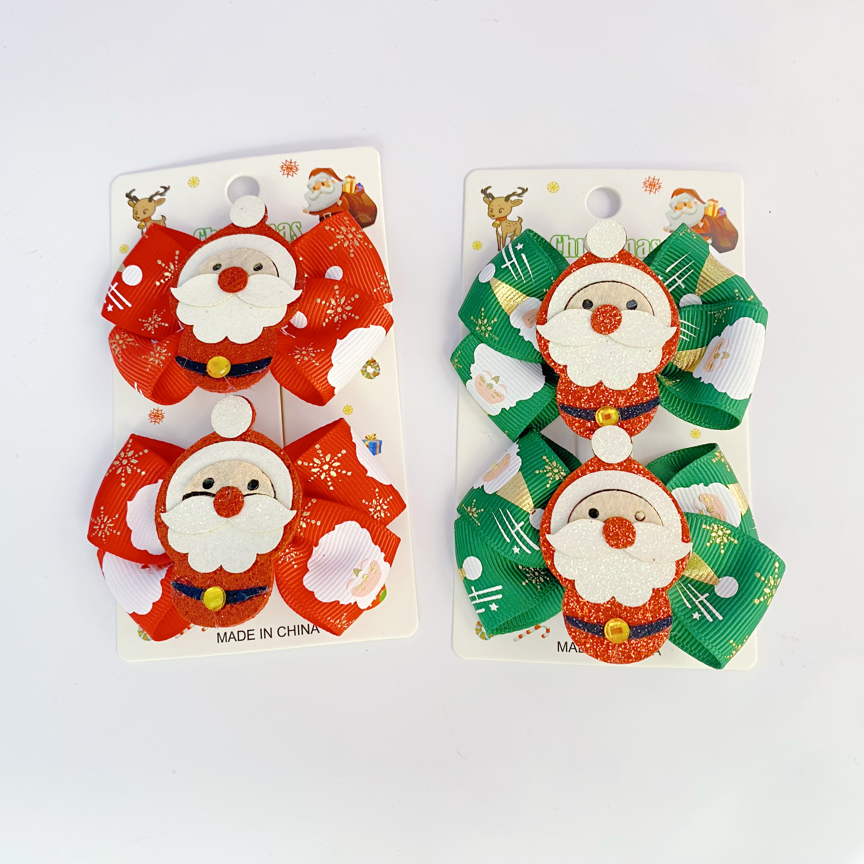 新款圣诞儿童蝴蝶结发夹装饰发饰头饰可爱麋鹿圣诞老人发卡头饰发饰