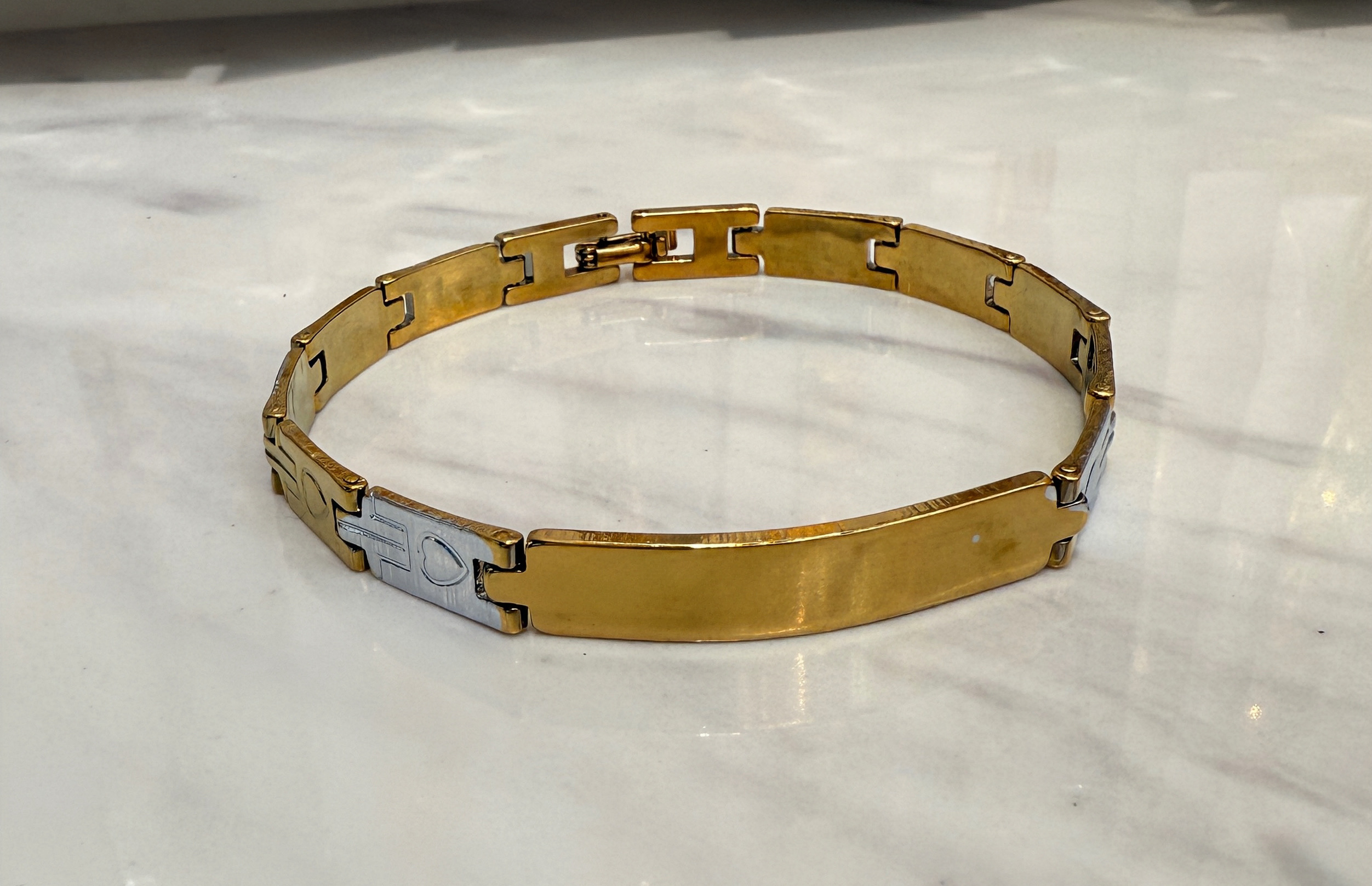 镀18K间金手串饰品 不锈钢手链 精致手链 间金元素女士手饰 时尚潮流手链装饰品详情图7