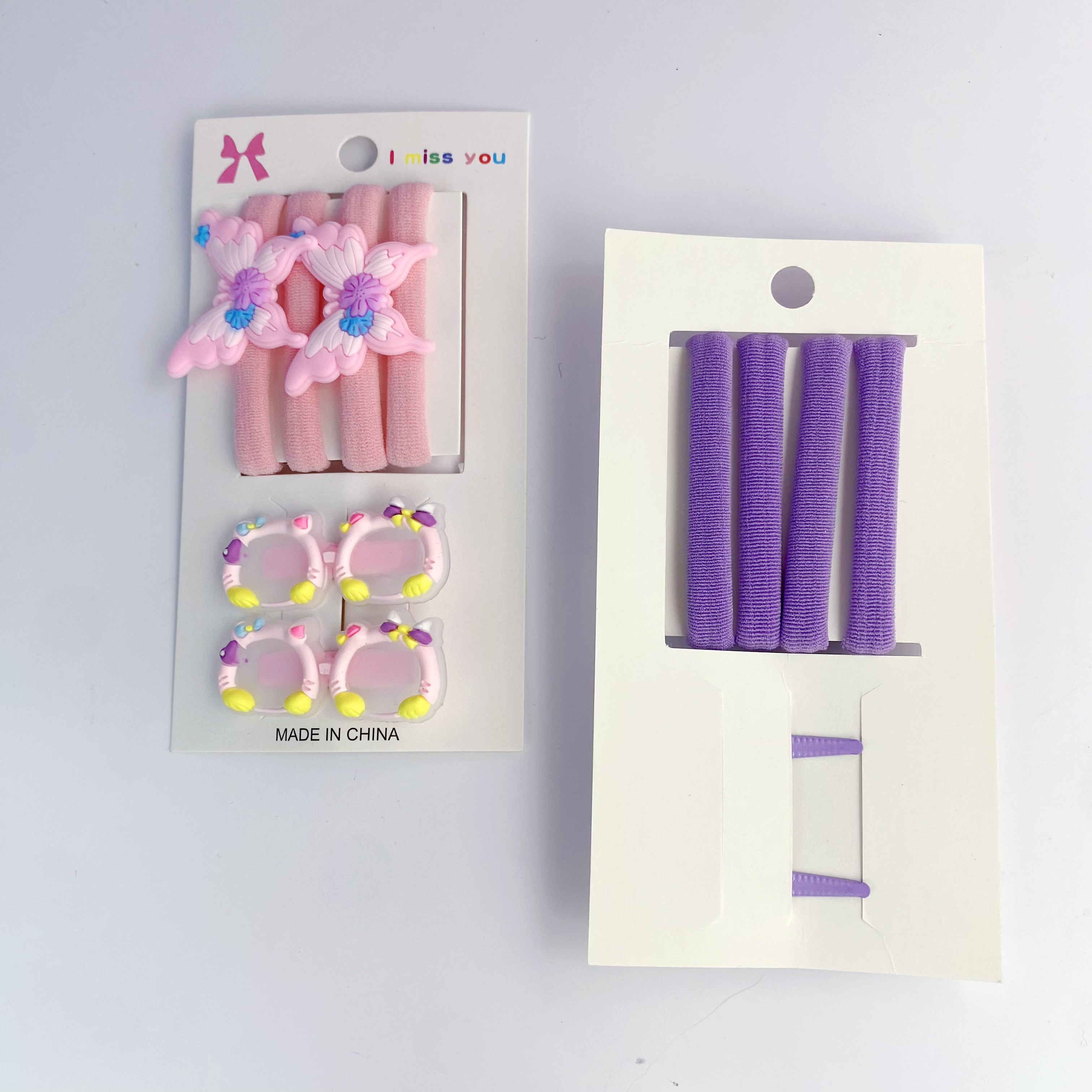 新款儿童发夹发圈套装卡通蝴蝶弹力圈眼镜压夹弹力无缝发圈详情图7