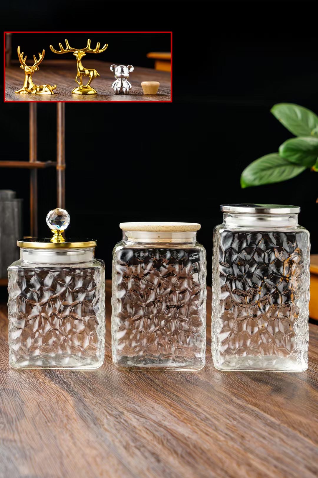 Multi-specification household tableware glass jars, storage jars, sealed dried fruit and tea household glass jars Specification image