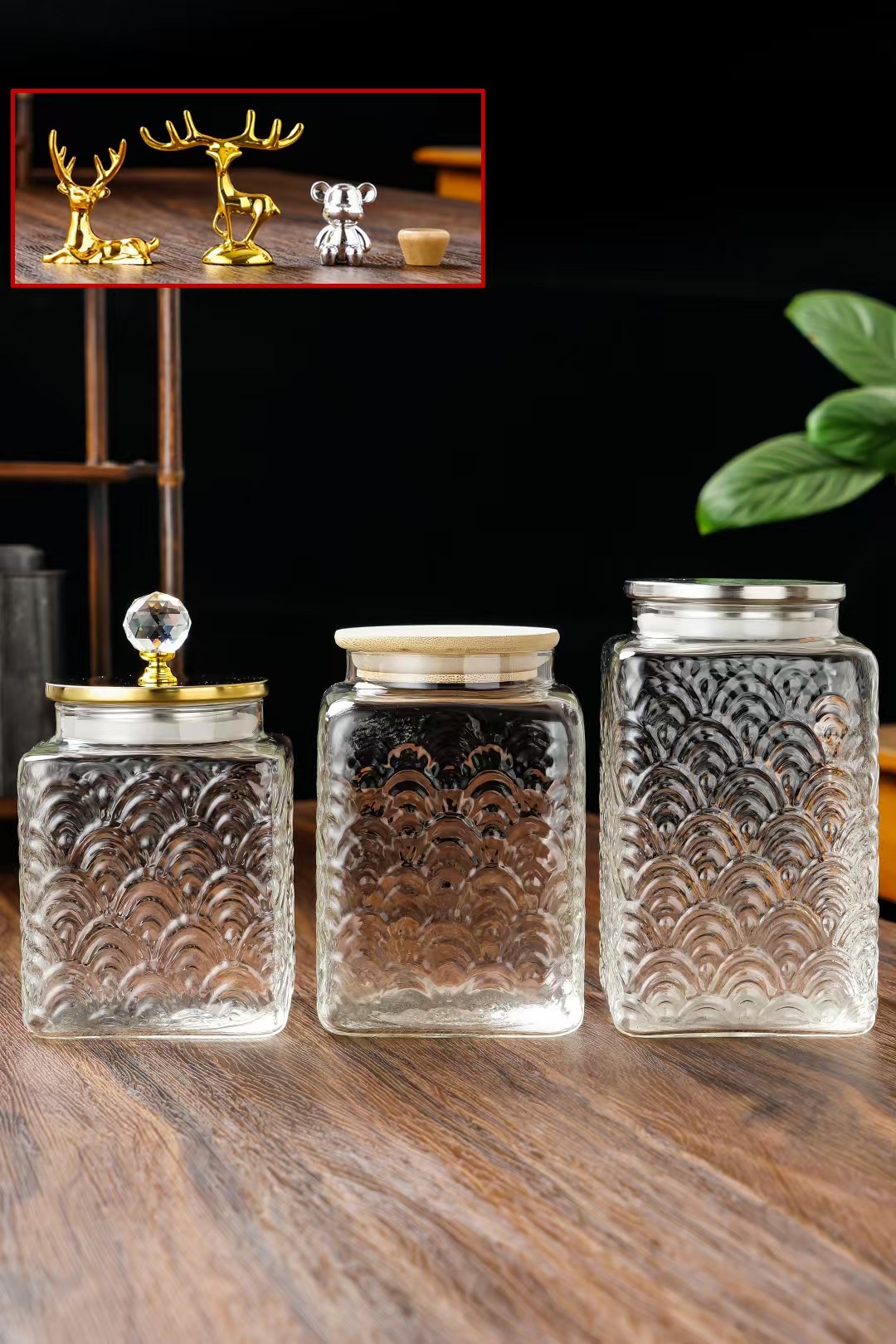 Multi-specification household tableware glass jars, storage jars, sealed dried fruit and tea household glass jars Item Picture