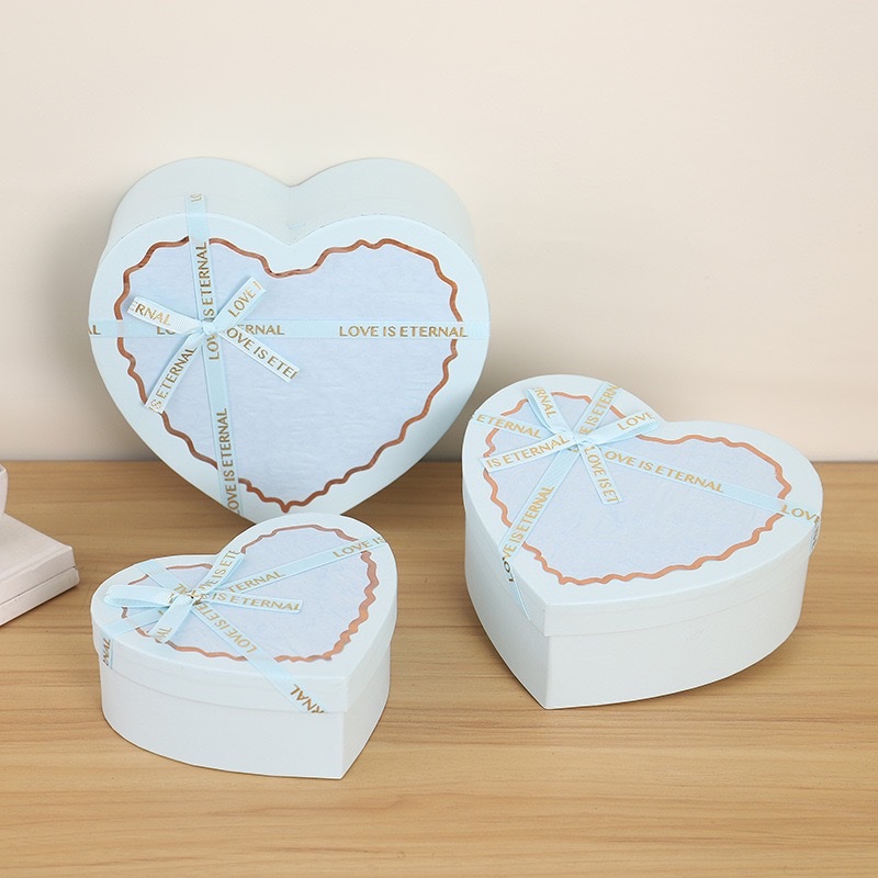 新款特种纸烫金心形套装礼品盒母亲节礼品盒礼物包装盒细节图