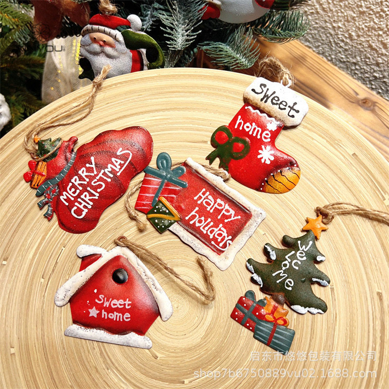 铁艺手绘圣诞小挂件复古欧式铁艺墙面装饰挂件复古欧式铁艺