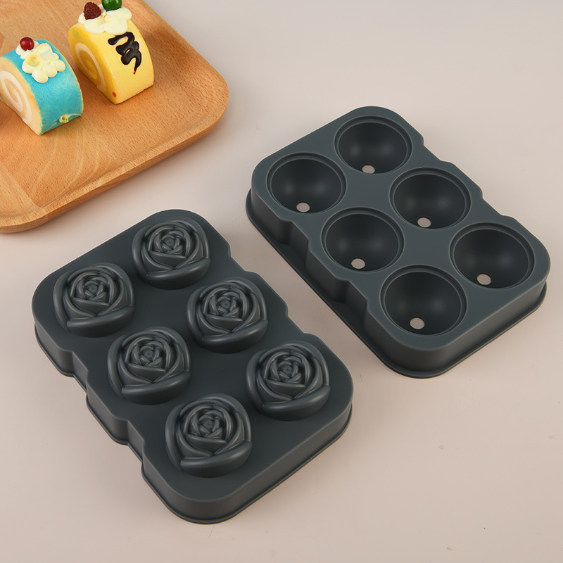 玫瑰硅胶模具蒸钵仔糕米糕模型巧克力糖果奶酪模食品级手工冷冻白底实物图