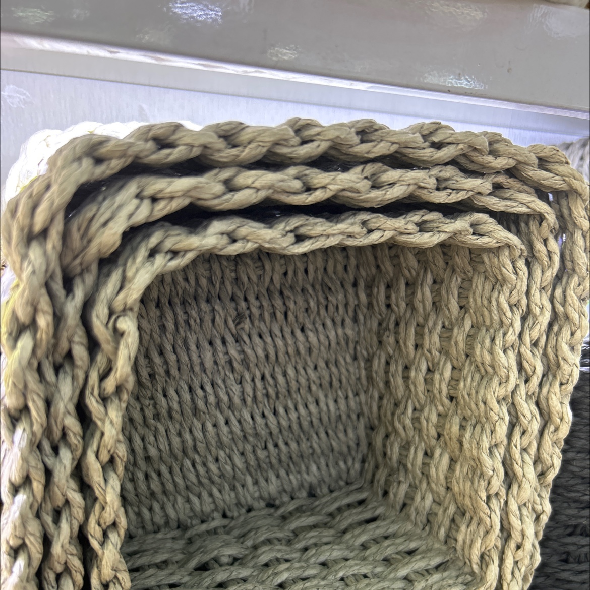 仿藤编织篮特色收纳床头收纳篮编织框子套三篮手工玩具化妆品收纳