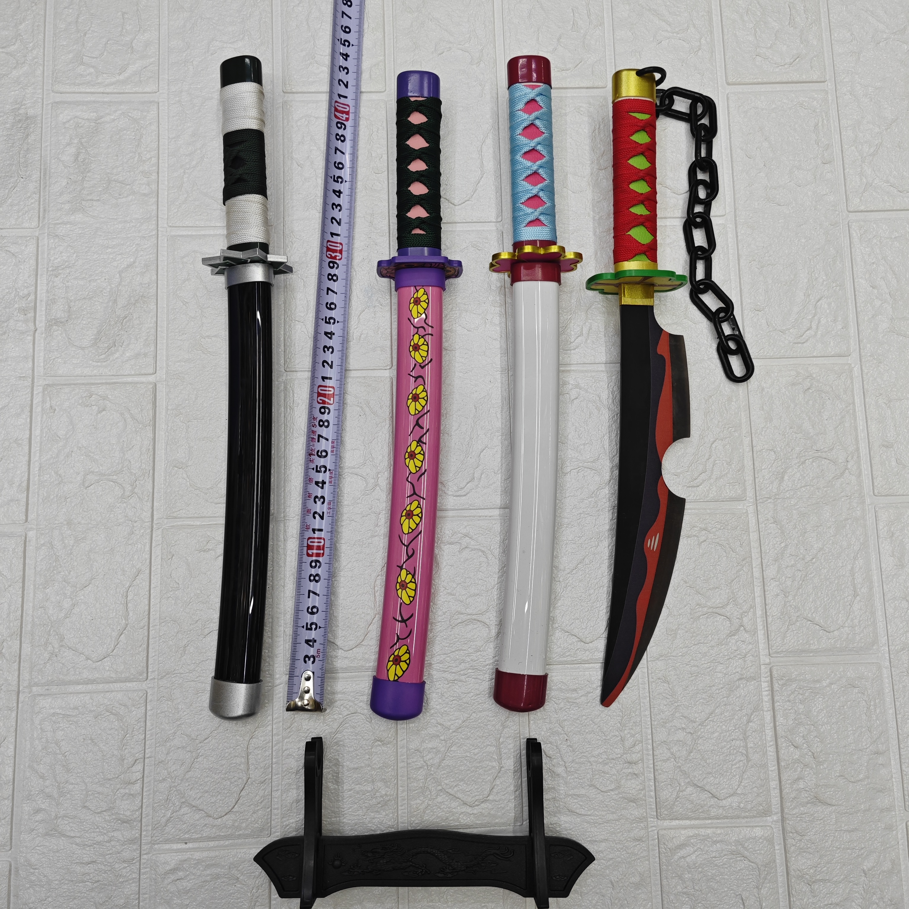 鬼灭之刃 金属刀剑 动漫武士刀 小武士刀cos 带架 金属摆件 玩具 儿童 未开刃 cosplay 道具详情图2