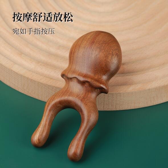 木梳按摩面部，刮痧，可以头部按摩，天然檀木细节图